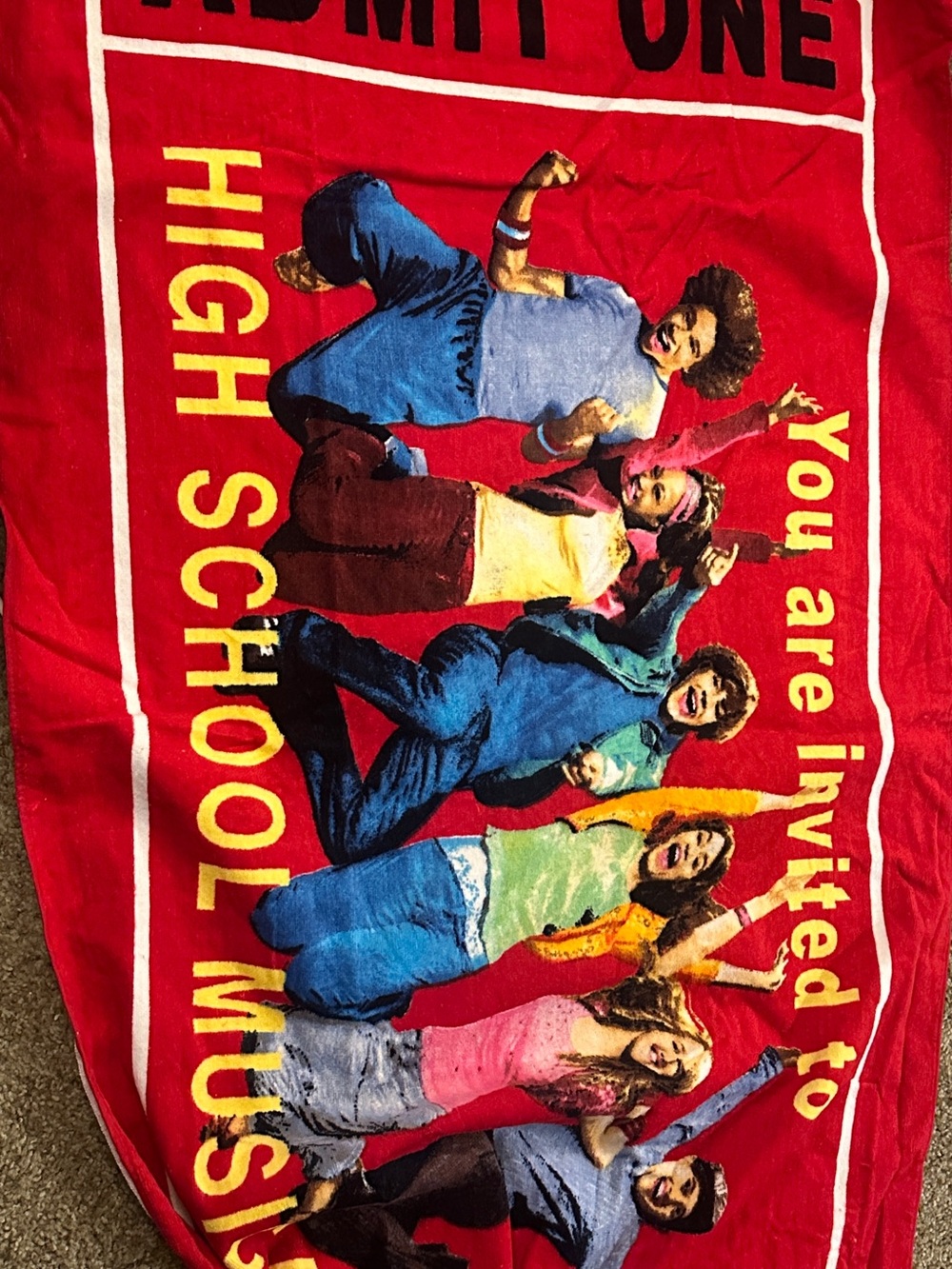 Disney Red High School Musical Cast Beach Towel with Multicolor Graphic